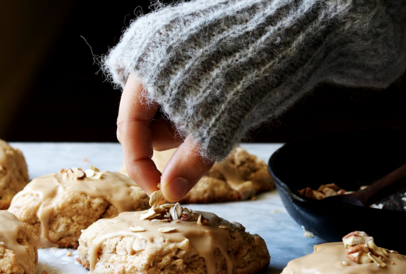 Maple Oat Scones With Espresso Glaze Recipe by Rebecca Firth | DisplacedHousewife
