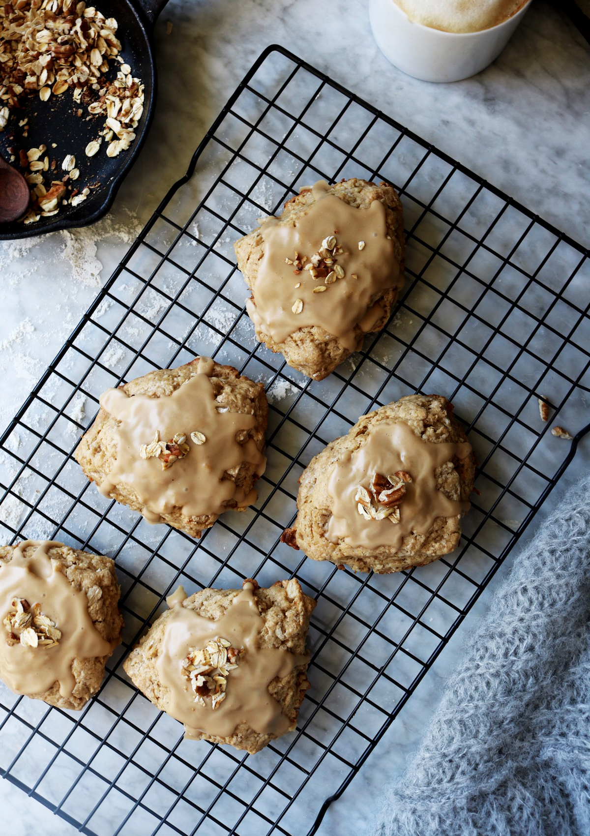 Maple Oat Scones With Espresso Glaze Recipe by Rebecca Firth | DisplacedHousewife