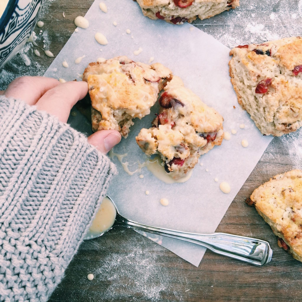 holiday cranberry orange scones | Recipe via DisplacedHousewife