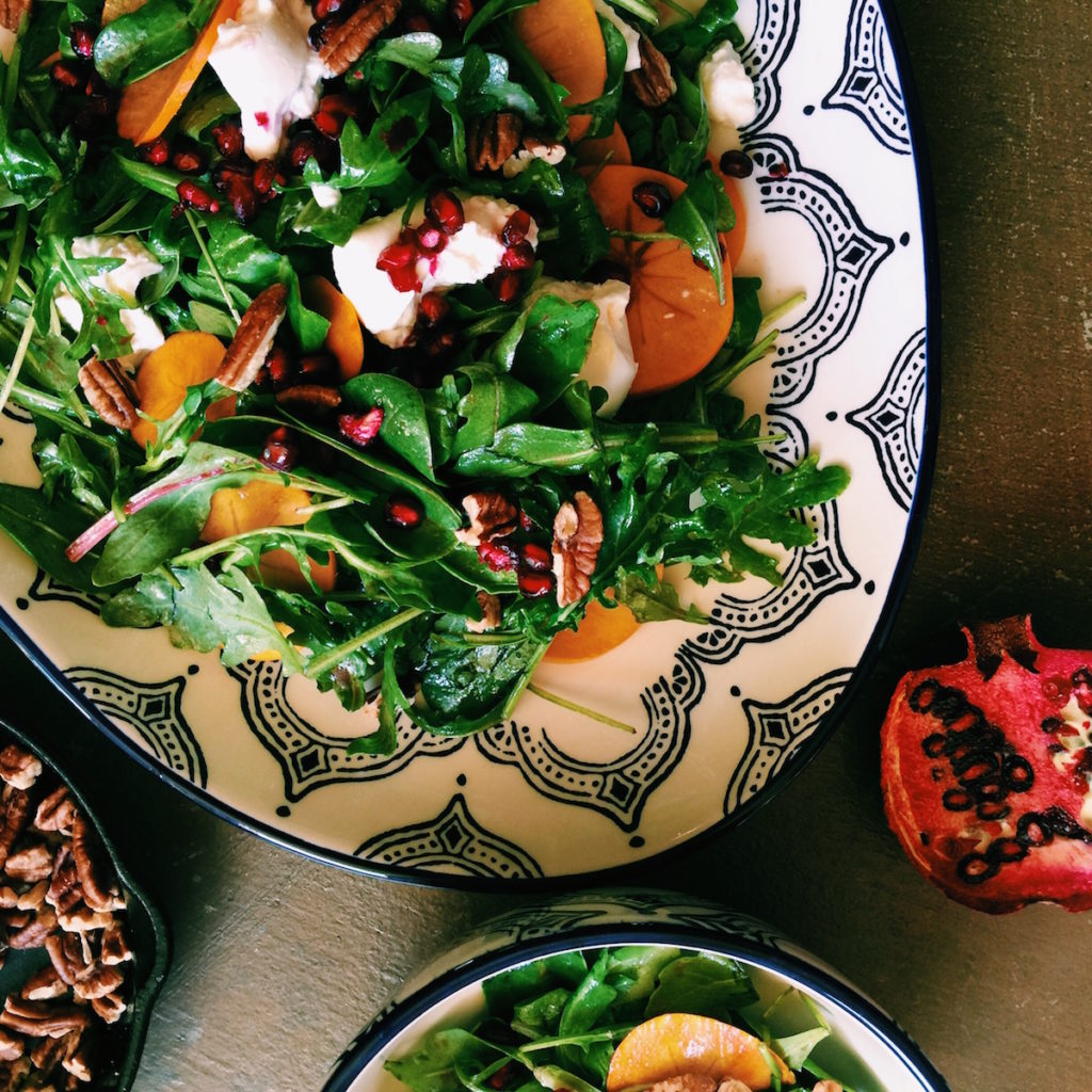 pomegranate + burrata salad | Recipe via DisplacedHousewife