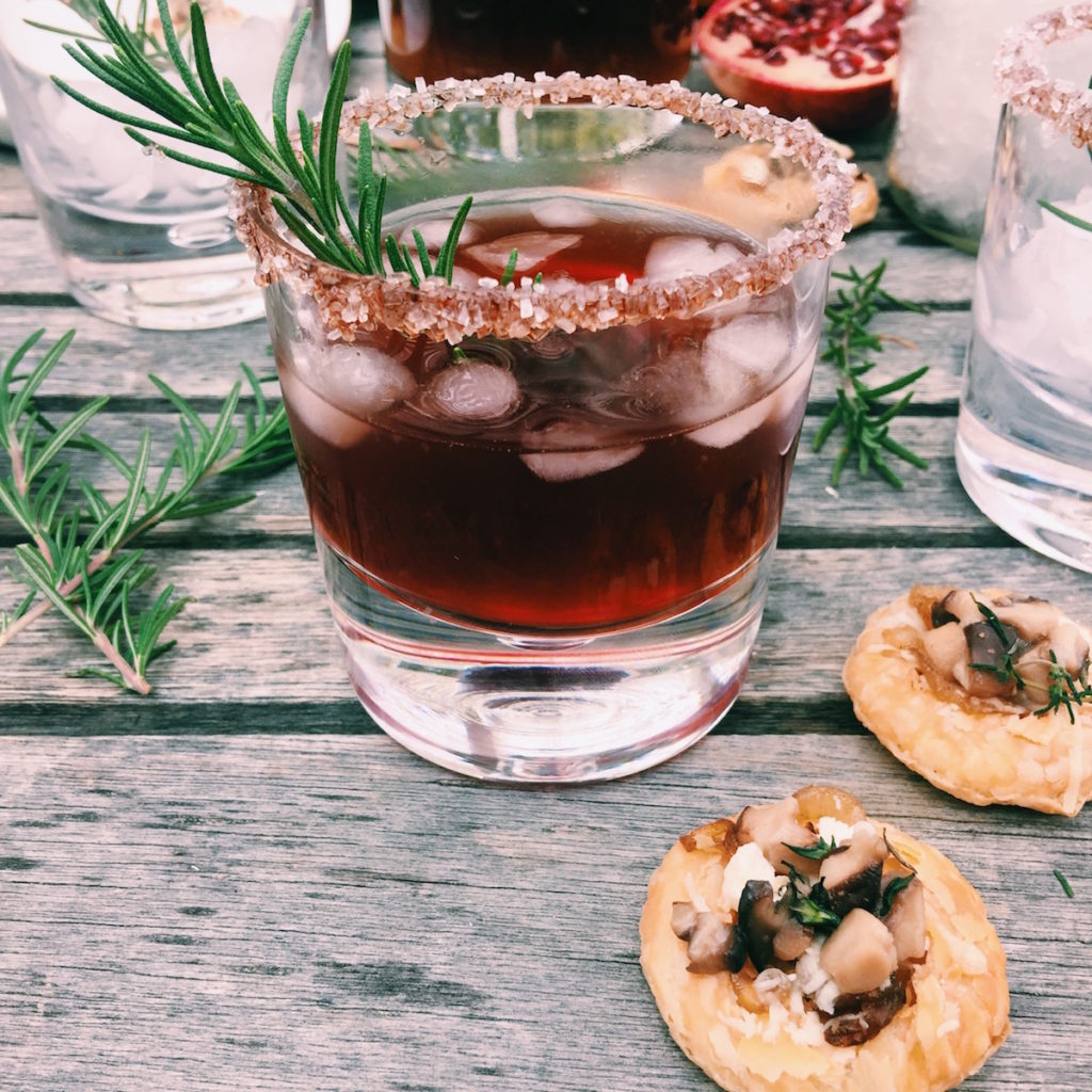 pomegranate + rosemary cocktail | Recipe via DisplacedHousewife