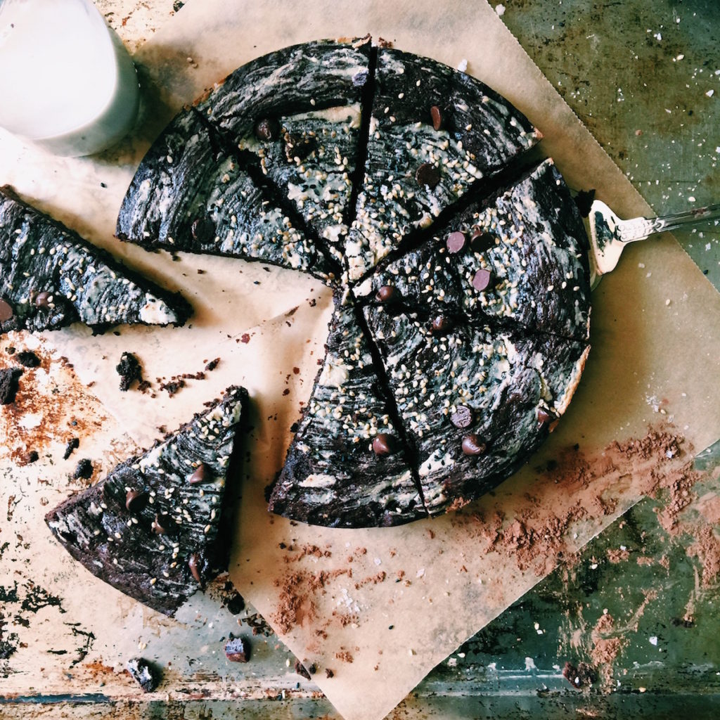 tahini brownies with black + tan sesame sprinkles | Recipe via DisplacedHousewife