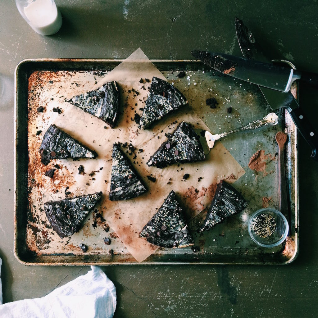 tahini brownies with black + tan sesame sprinkles | Recipe via DisplacedHousewife