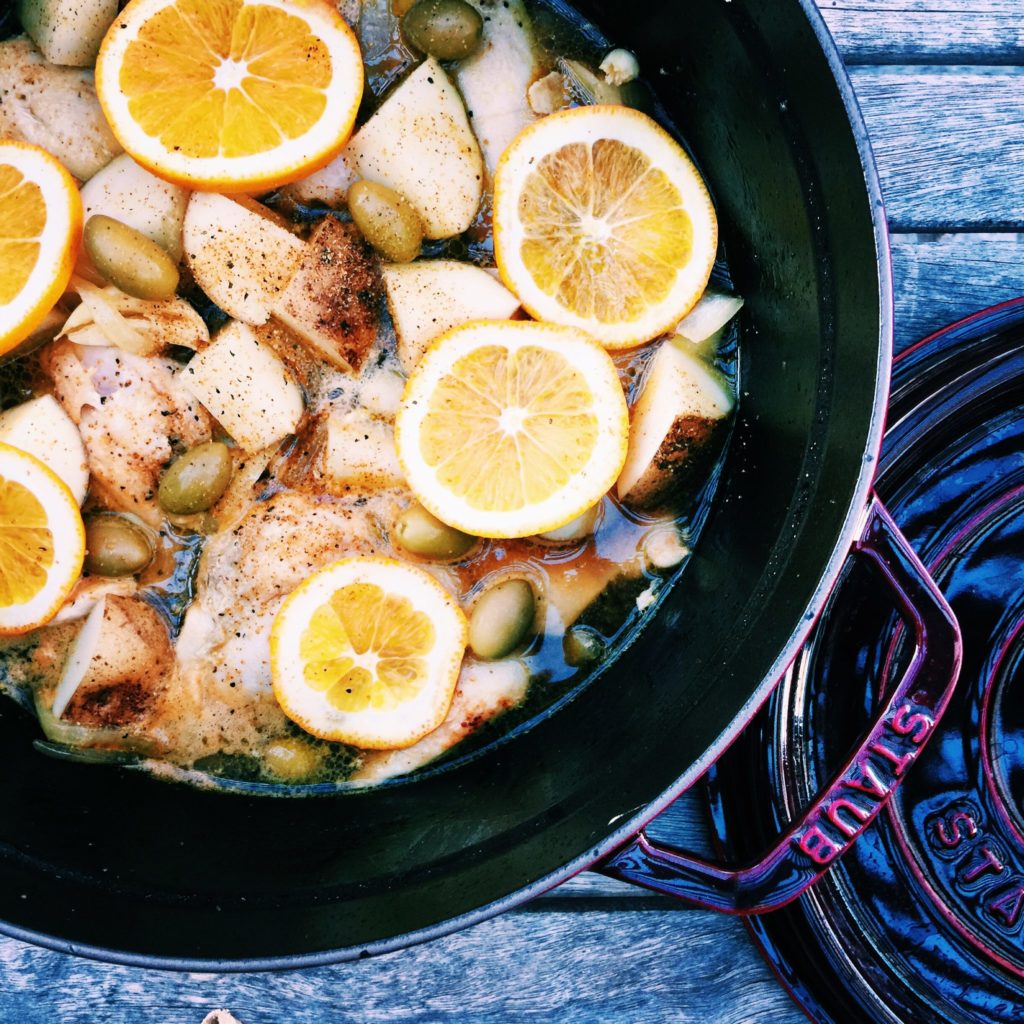 braised datil chicken with olives + oranges | Recipe via DisplacedHousewife