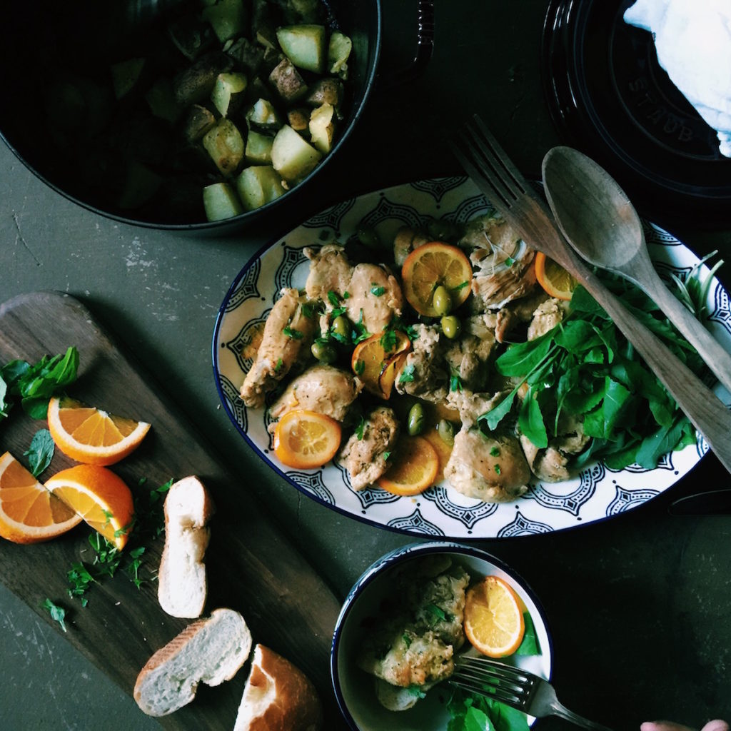 braised datil chicken with olives + oranges | Recipe via DisplacedHousewife