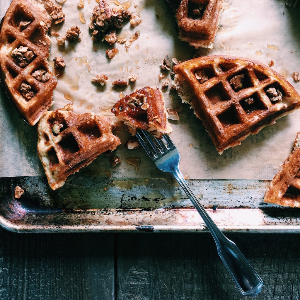 chai-spiced granola waffles | Recipe via DisplacedHousewife