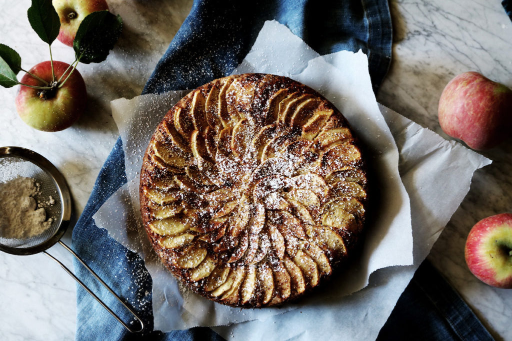 Spiced Apple Cake | Recipe via DisplacedHousewife | Loaded with apples inside the cake and fanned about on top...quick enough to be called an afternoon cake, pretty enough for special occasions! 