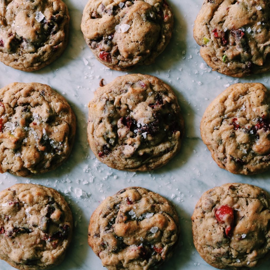  Cranberry Bark Peace Cookies | Recipe via DisplacedHousewife | Brown butter, spices, pistachios + cranberries