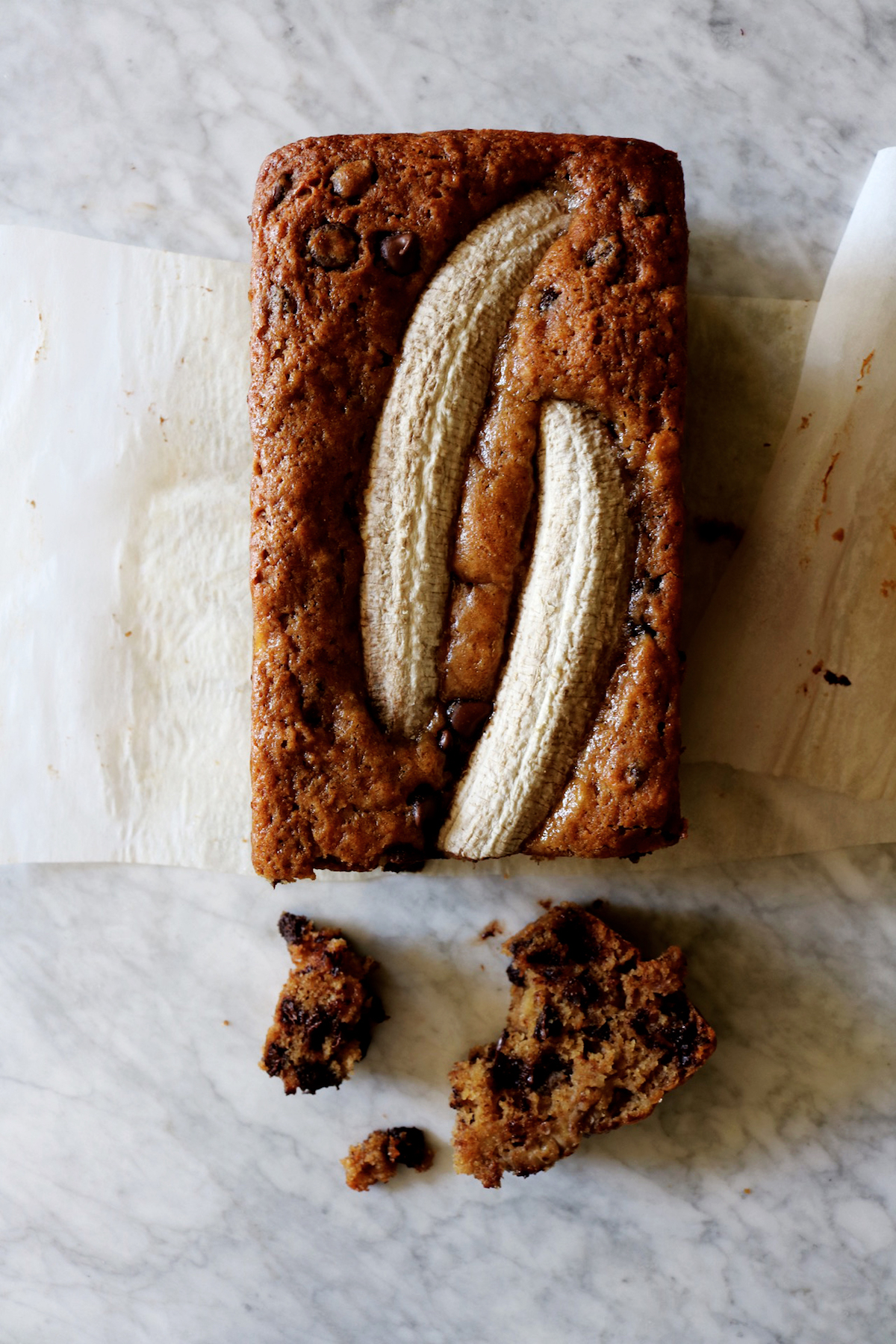 A close up of brown butter banana bread.