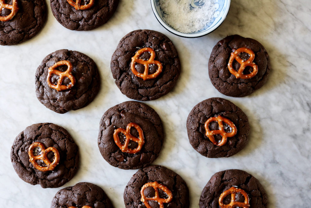 Chocolate Caramel Pretzel Cookies Recipe | DisplacedHousewife