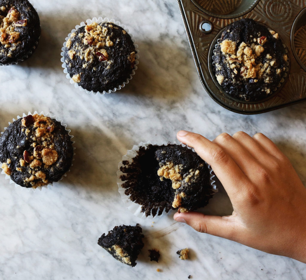 Chocolate Zucchini Muffins With Pecan Crumble recipe | Displaced Housewife