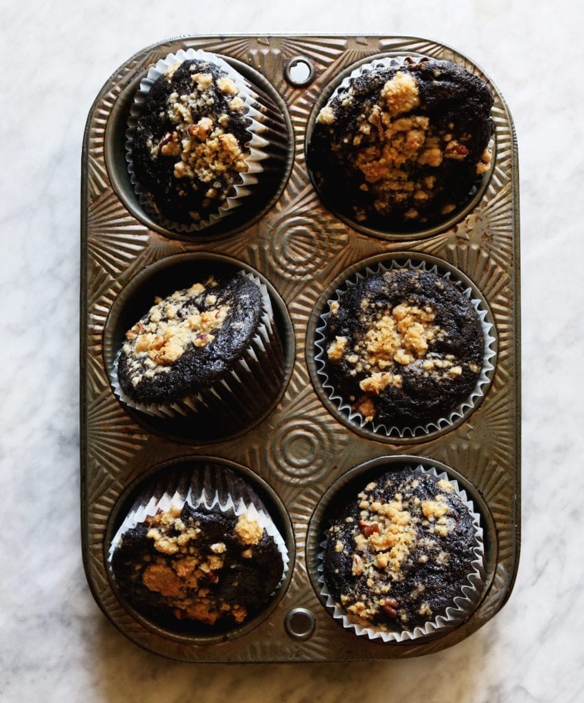 Chocolate Zucchini Muffins With Pecan Crumble recipe | Displaced Housewife
