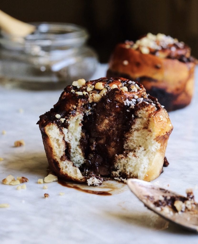 Dark Chocolate Pretzel Buns With Toasted Walnuts | Displaced Housewife