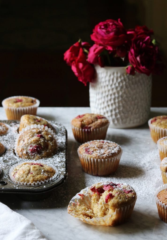 Raspberry Peach Orange Blossom Muffins Recipe | Displaced Housewife