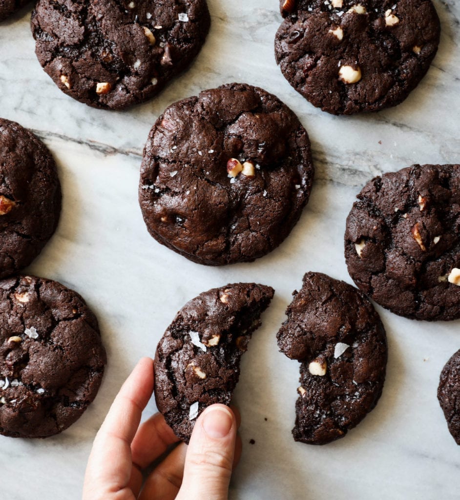 Dark Chocolate Hazelnut Truffle Cookies Recipe | DisplacedHousewife