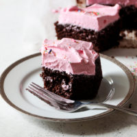 Chocolate Birthday Cake With Strawberry Marshmallow Frosting Recipe | DisplacedHousewife