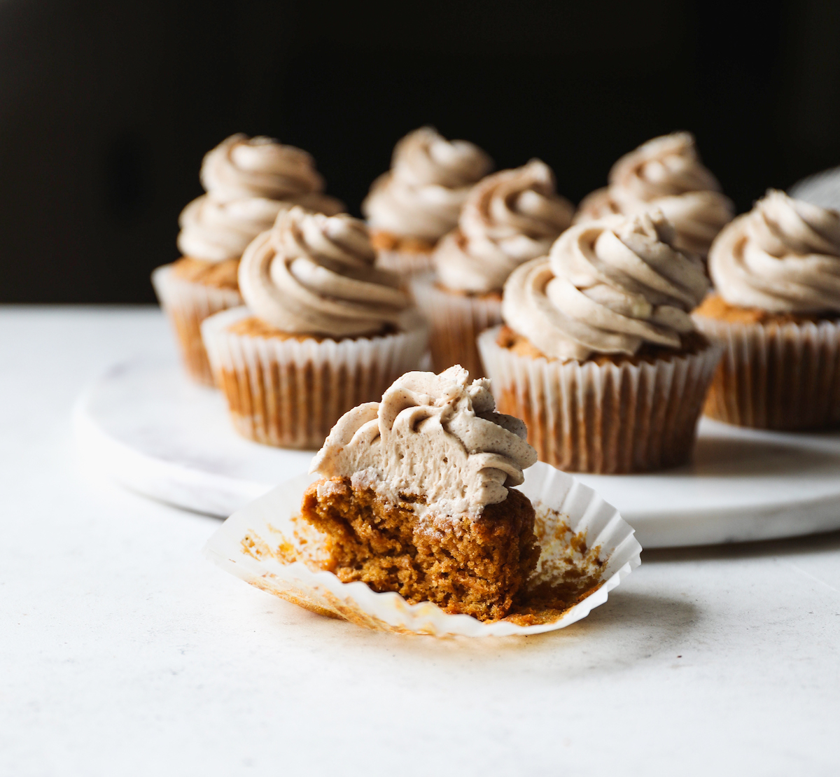 Pumpkin Cupcakes with Chai Frosting Recipe | DisplacedHousewife