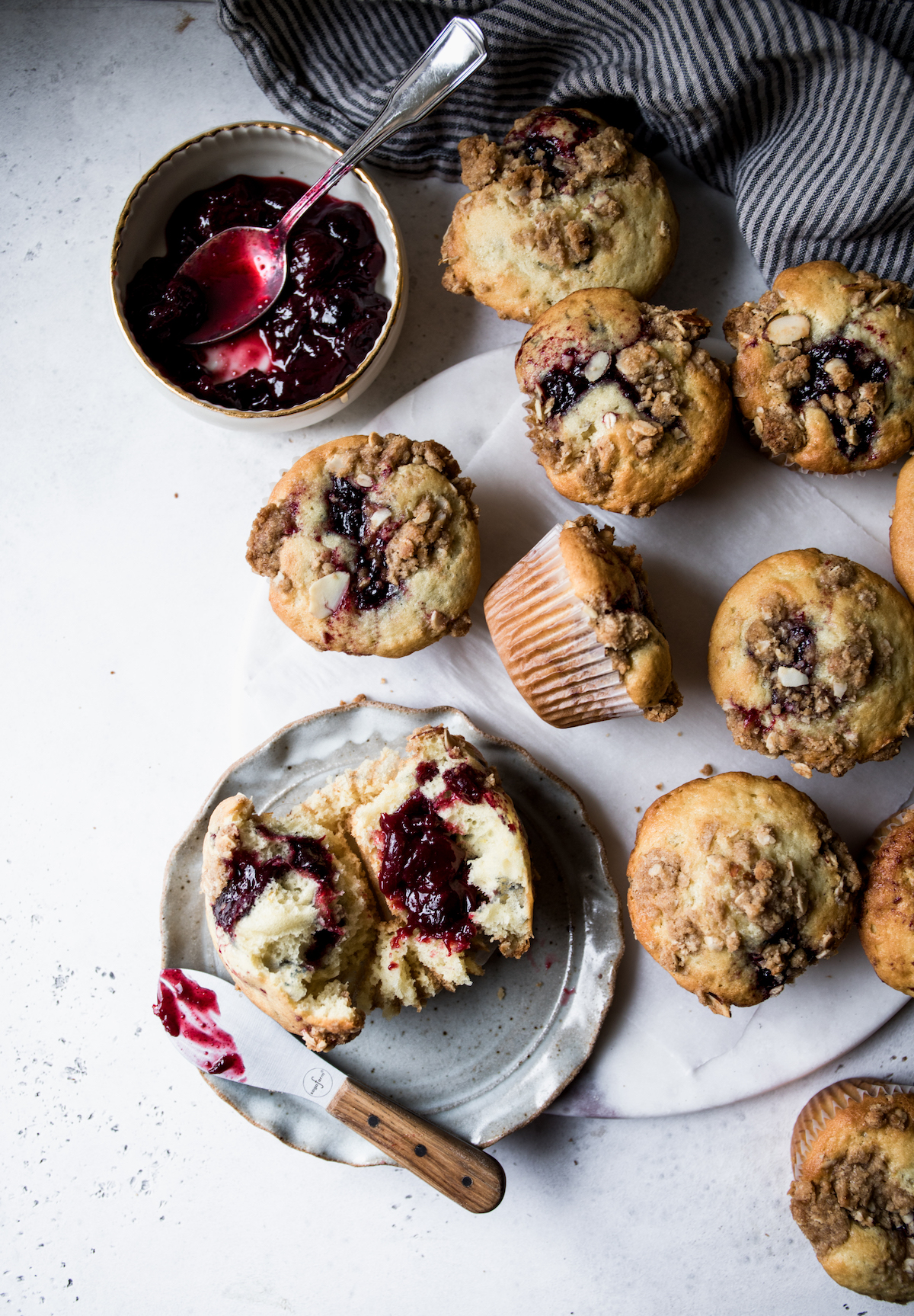 cherry jam streusel muffins
