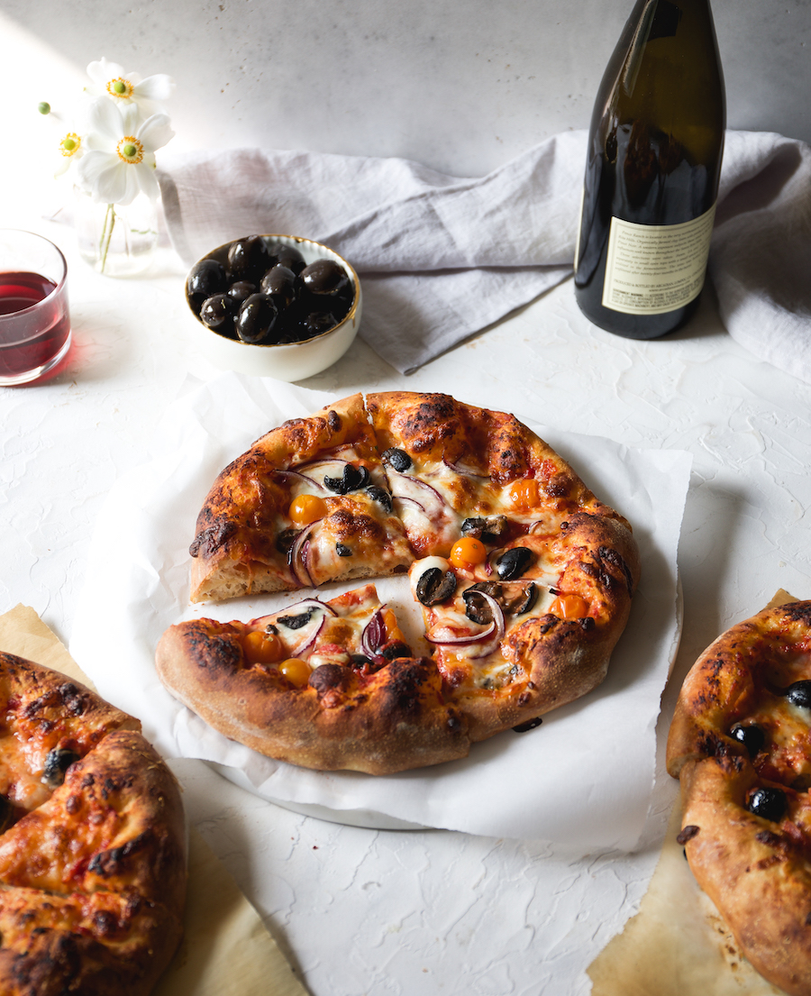 Marinated Olive Beer-Crusted Pizza | Recipe via DisplacedHousewife Rebecca Firth