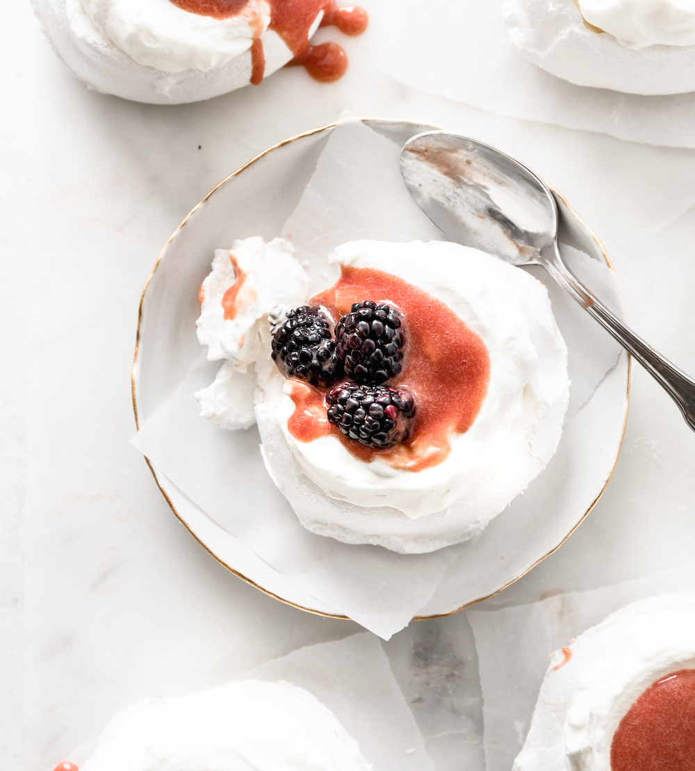 A delicious meringue with a bite out of it