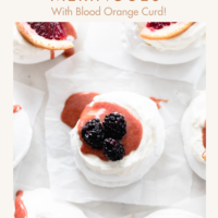 Messy meringues with blood orange curd