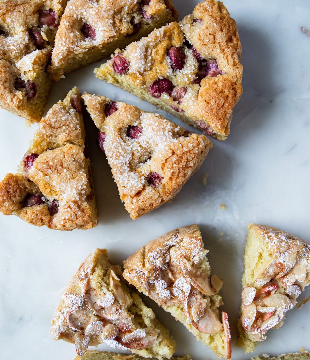slices of grape and apple cake