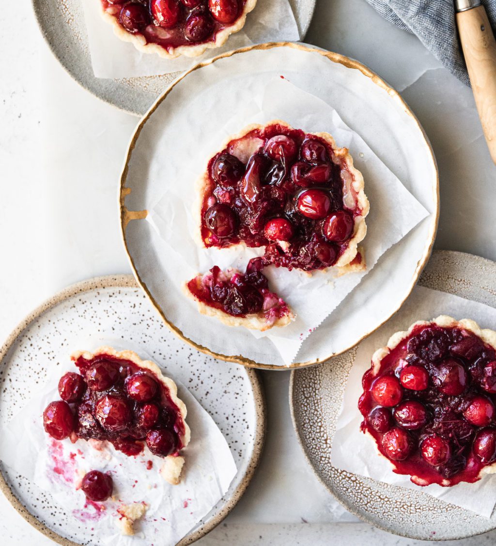 cranberry tarts on plates