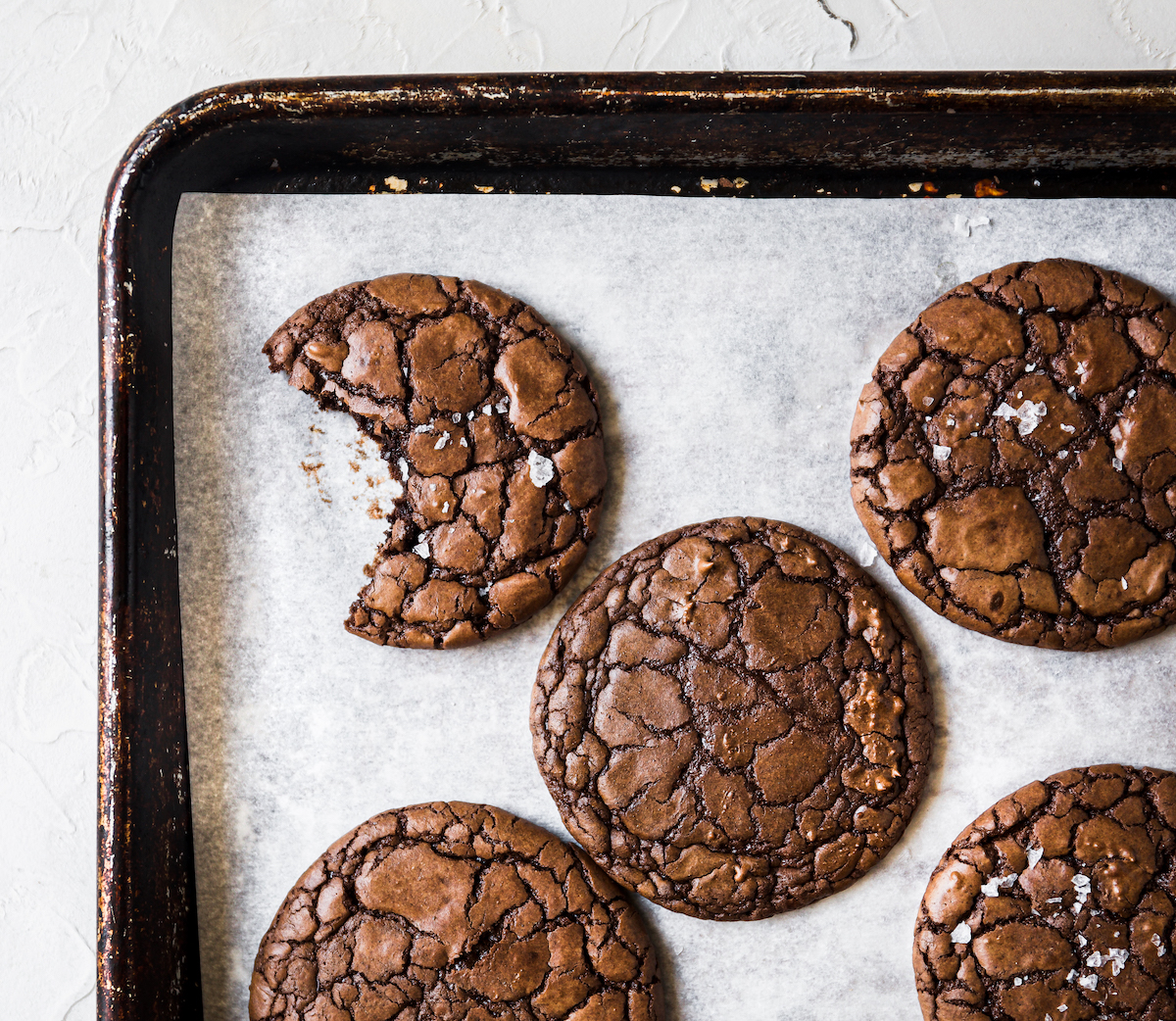 brownie cookies on a baking sheet