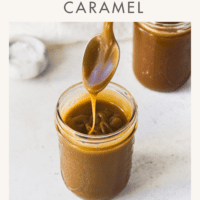 A jar of caramel sauce.