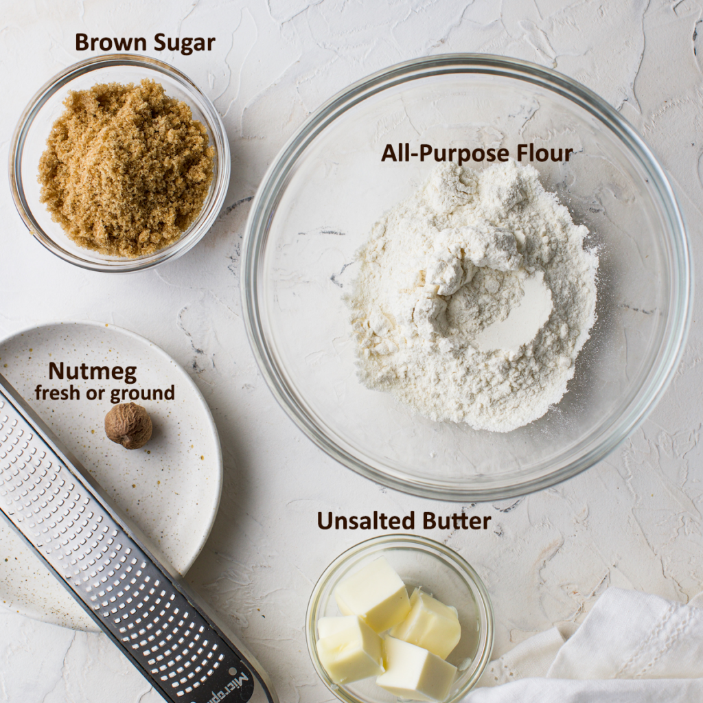 All of the ingredients you need to make streusel. 