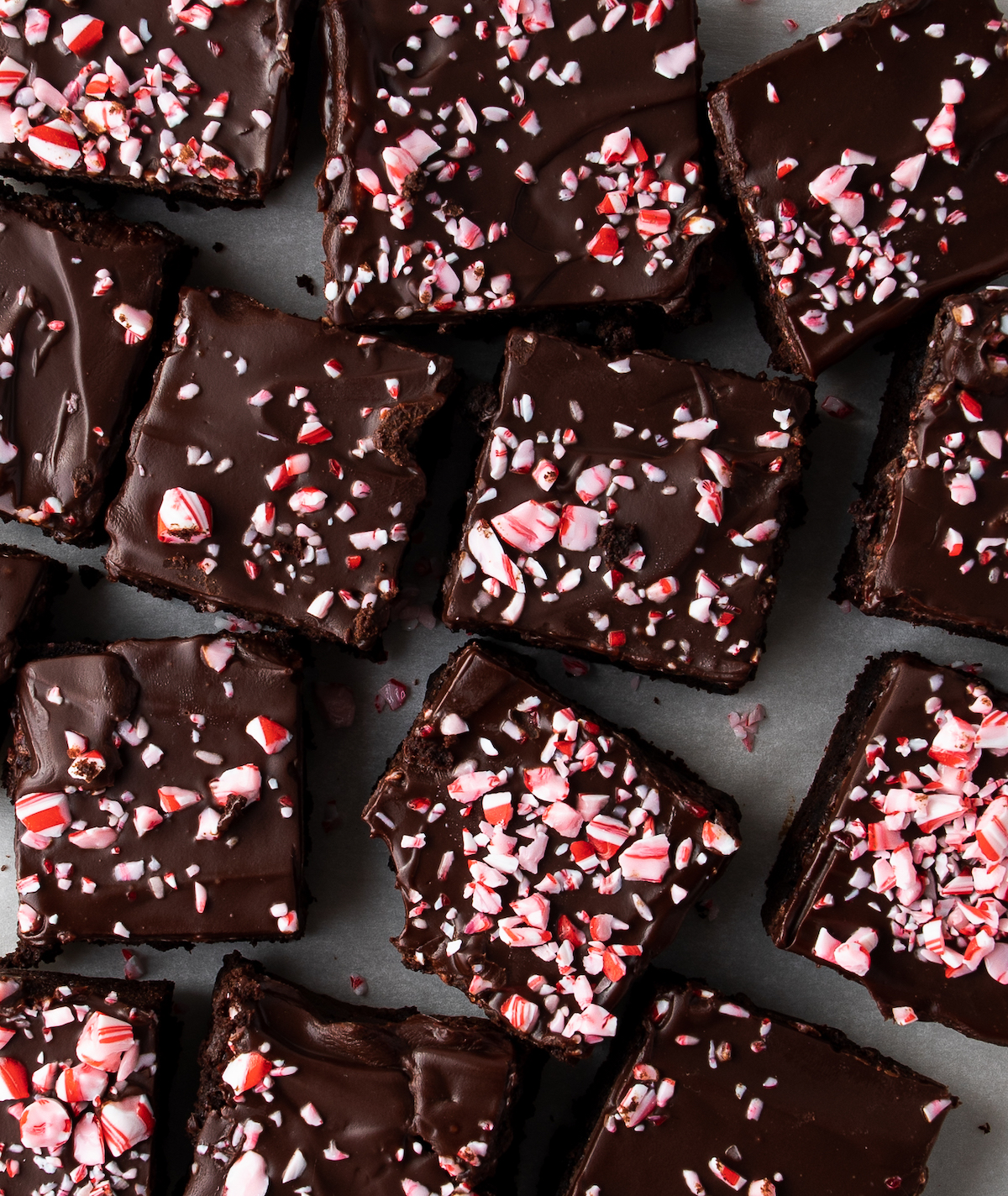 A bunch of peppermint brownies.