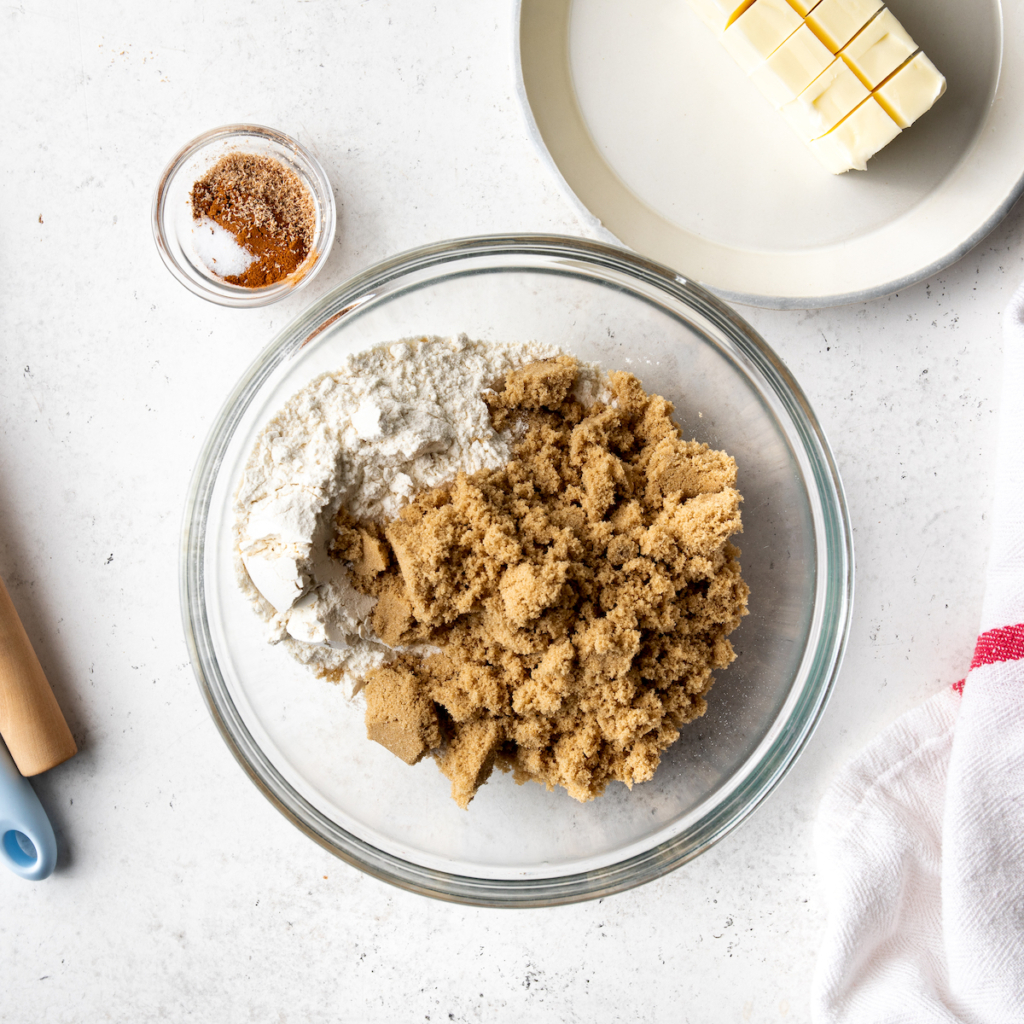 Ingredients needed to make the perfect streusel topping.