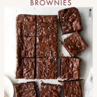 A whole batch of brownies cut into slices.